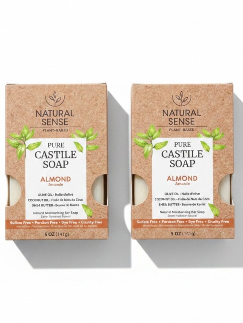 3/$15 💥🆕 Natural Sense Pure Castile 5oz Soap | Qty of 2 | Almond Scent | 1400